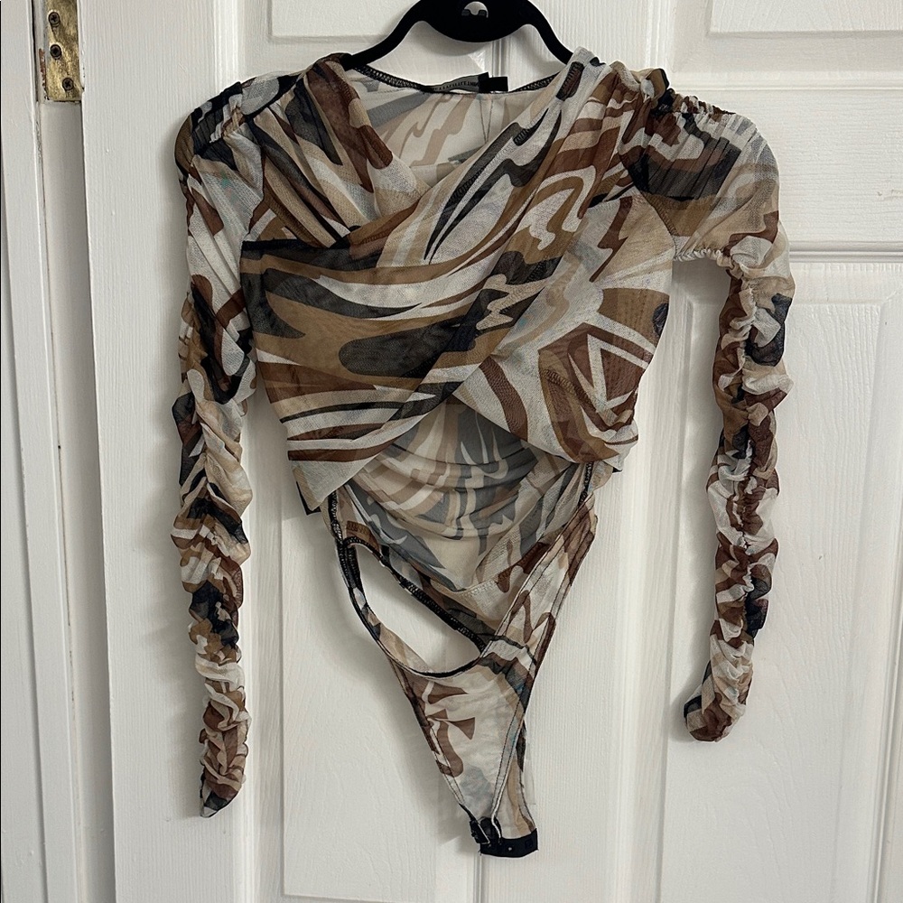 PrettyLittleThing Multicolor Abstract Bodysuit